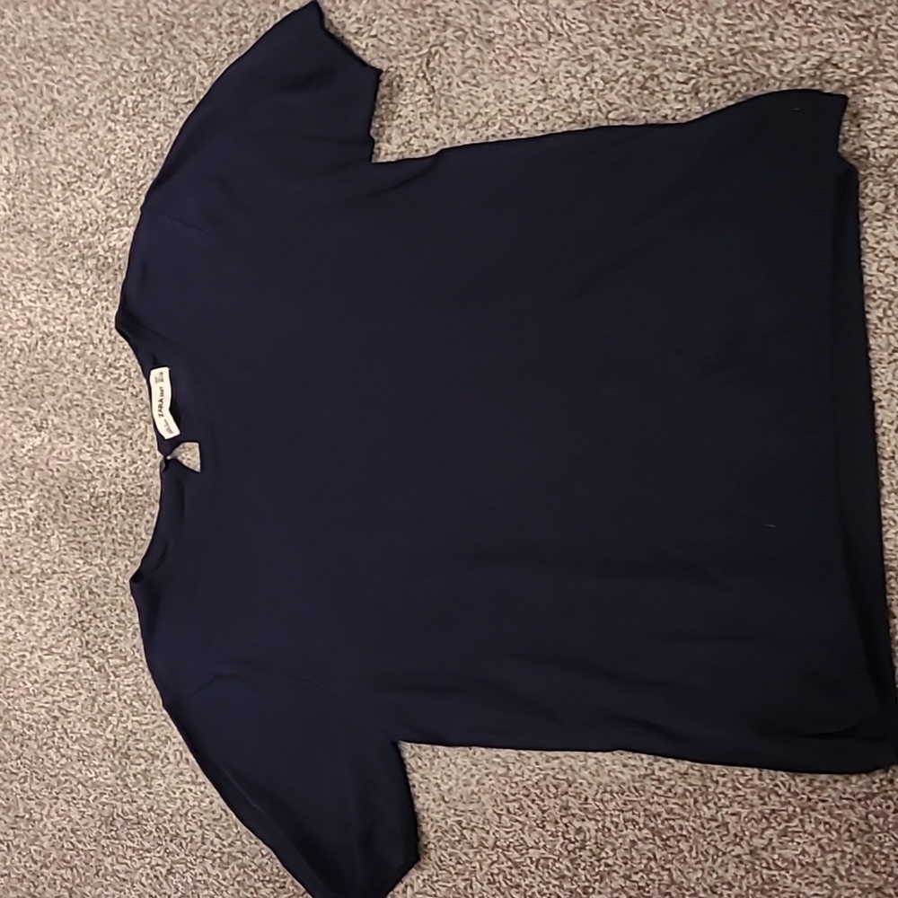 ZARA KNIT NAVY SHIRT SLEEVED SHIRT SIZE L
